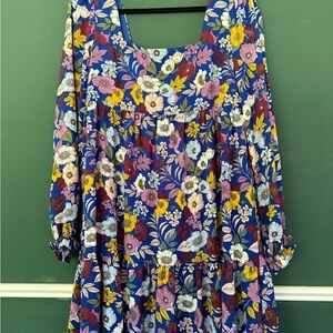 BCBGeneration Floral Long Sleeve Dress - Blue, Yellow, Pink